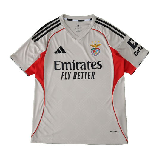 Camisola Benfica Alternativa 25/26 - Cinzenta com Riscas Pretas