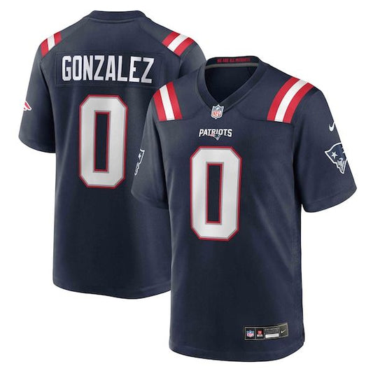 New England Patriots Christian Gonzalez Game Jersey Navy
